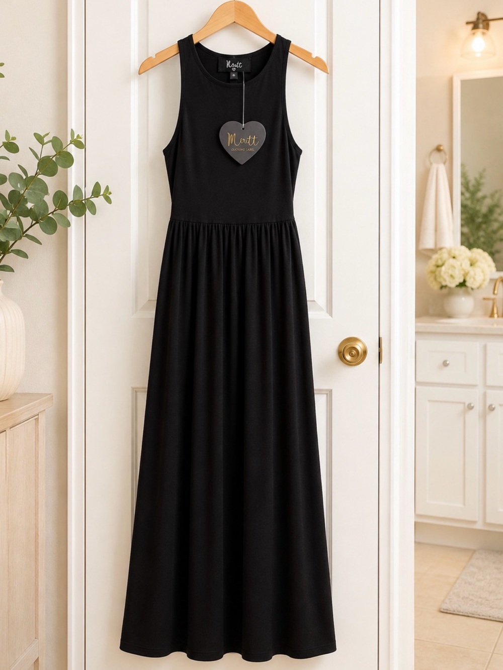 Mavitt Black Sleeveless Formal Maxi Dress for Women